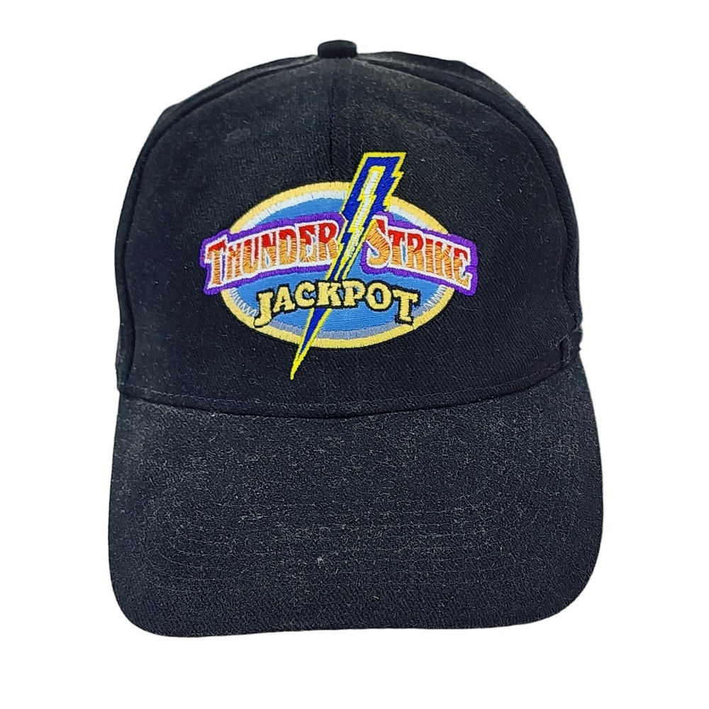 Thunder Strike Jackpot Black Adjustable Hat Thunder Valley Casino Embrodiered